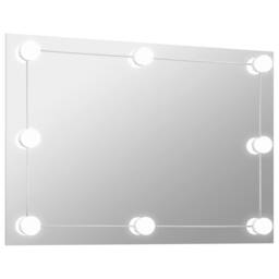 Berkfield Home Wall Frameless Mirror with LED Lights Rectangular Glass in Silver - thumbnail 2