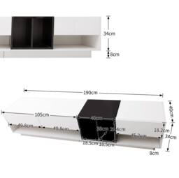STILVORA TV Cabinet with Drawers & Open Compartments, Black & White - thumbnail 4