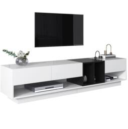 STILVORA TV Cabinet with Drawers & Open Compartments, Black & White - thumbnail 5