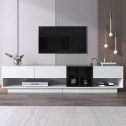 STILVORA TV Cabinet with Drawers & Open Compartments, Black & White - thumbnail 2