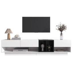 STILVORA TV Cabinet with Drawers & Open Compartments, Black & White - thumbnail 6
