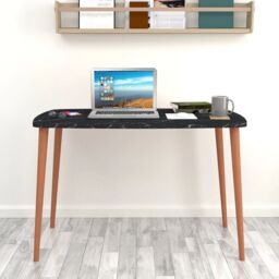 EONLION 105cm Solid Wood Desk - Scandi Legs Home Office Computer Table in Black