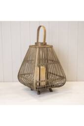 KDMD Medium Bamboo Lantern with LED Candle in Light Brown - thumbnail 2