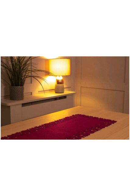 Netagon Rectangular Felt Table Runner with Openwork Star & Snowflake Design Maroon - image 1