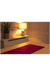 Netagon Rectangular Felt Table Runner with Openwork Star & Snowflake Design Maroon