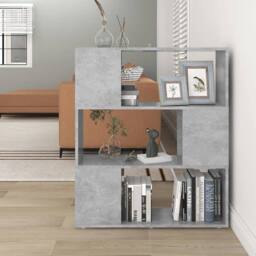 Berkfield Home Book Cabinet Room Divider Concrete Grey 80x24x94 cm Engineered Wood - Size: 80 x 24 x 94 cm - thumbnail 2