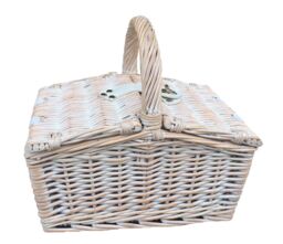 Red Hamper Wicker Small White Double Lidded Hamper Basket - thumbnail 2