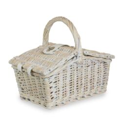 Red Hamper Wicker Small White Double Lidded Hamper Basket