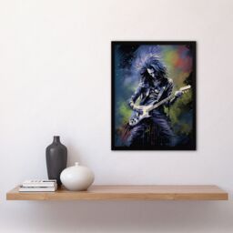 Artery8 Wall Art Print Gothic Metal Guitar Virtuoso Colourful Artwork Musician Playing Music Solo Art Framed - Size: A4 - thumbnail 4
