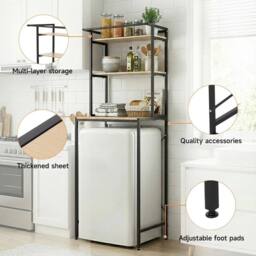 NESTLUNE 3 Tier Over Fridge Storage Rack Bathroom Laundry in Black - thumbnail 4