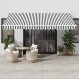 Berkfield Home Manual Retractable Awning Anthracite&White 450x350 cm - thumbnail 1