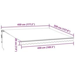 Berkfield Home Manual Retractable Awning Anthracite&White 450x350 cm - thumbnail 9