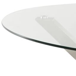 Wyld and Coco 120cm Round Outdoor Dining Table Clear Tempered Glass Top Silver - thumbnail 5
