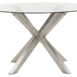Wyld and Coco 120cm Round Outdoor Dining Table Clear Tempered Glass Top Silver - thumbnail 2