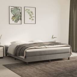 Berkfield Home Box Spring Bed Frame Light Grey 180x200cm Super King Velvet - thumbnail 2