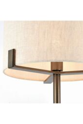 Netlighting Hayfield Table Lamp Brushed Bronze Effect Plate & Natural Linen 1 Light IP20 E27 in Brown - thumbnail 3