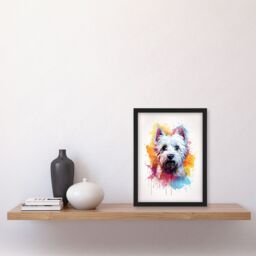 "Artery8 Wall Art Print West Highland Terrier Lovers Gift Watercolour Pet Portrait Painting Artwork Art Framed - Size: W12"" x H16""" - thumbnail 4