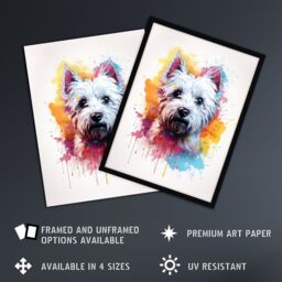 "Artery8 Wall Art Print West Highland Terrier Lovers Gift Watercolour Pet Portrait Painting Artwork Art Framed - Size: W12"" x H16""" - thumbnail 2