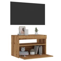Berkfield Home TV Cabinet with LED Lights Artisan Oak 60x35x40 cm Engineered Wood in Brown - Size: 60 x 35 x 40 cm - thumbnail 1