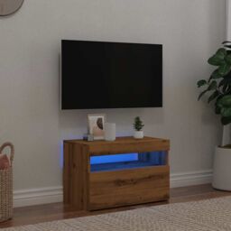Berkfield Home TV Cabinet with LED Lights Artisan Oak 60x35x40 cm Engineered Wood in Brown - Size: 60 x 35 x 40 cm - thumbnail 5