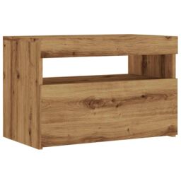 Berkfield Home TV Cabinet with LED Lights Artisan Oak 60x35x40 cm Engineered Wood in Brown - Size: 60 x 35 x 40 cm - thumbnail 6