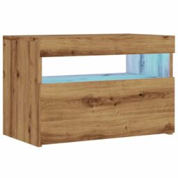 Berkfield Home TV Cabinet with LED Lights Artisan Oak 60x35x40 cm Engineered Wood in Brown - Size: 60 x 35 x 40 cm - thumbnail 3