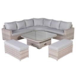 DS Living Large Equal Corner Rattan Dining Set with Rising Table in Grey - thumbnail 3