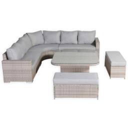 DS Living Large Equal Corner Rattan Dining Set with Rising Table in Grey - thumbnail 4