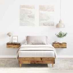 Berkfield Home Durable Bed Frame No Mattress Old Wood 75x190 cm Small Single Eng in Brown - thumbnail 2
