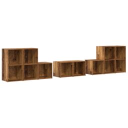 Berkfield Home TV Cabinet Set with Shelf with Storage 8 pcs Old Wood Engineered Wood in Brown - thumbnail 2