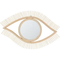 Wyld and Coco Eye-Shape Wall Mirror 48 x 79 cm Light Brown Bamboo Frame - thumbnail 2