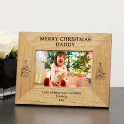 Uniqueful Personalised Merry Christmas Wood Picture Frame 6x4 for Dad Christmas in Brown - thumbnail 3