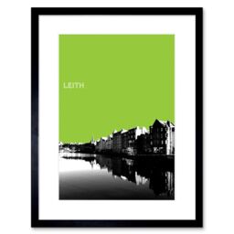 "Artery8 Wall Art Print Leith Shore Edinburgh Scotland Scottish Landmark Green Framed Art in Black - Size: W7"" x H9""" - thumbnail 1
