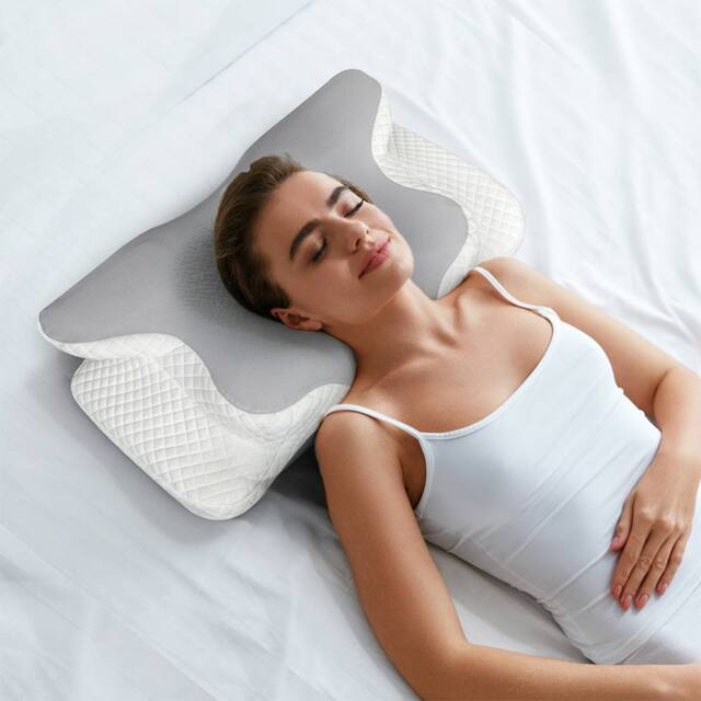 Lavio Ergonomic Memory Foam Pillow Cervical Neck Orthopedic Pain Relief in Grey - image 1