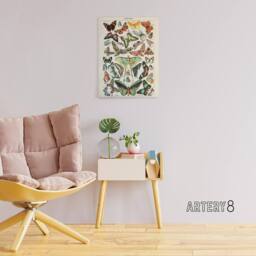 "Artery8 Millot Encyclopedia Butterflies Papillons Canvas Wall Art Print - Size: W24"" x H32""" - thumbnail 3