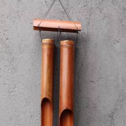 KDMD Rustic Bamboo Windchime - Natural Finish, 4 Big Tubes for Calm in Brown - thumbnail 2