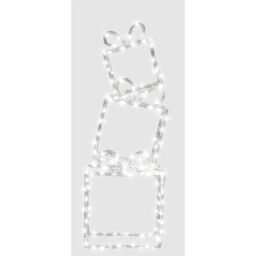 mysmartbuy Indoor Outdoor Pre-Lit Christmas Present Stack Light Decoration with 190 LEDs, 5m Lead, Ground Stakes & Timer - H73 x W26 x D11cm in White - thumbnail 2