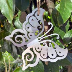 Poppyforge Hanging 3D Folded Wings Butterfly Garden Art - W15 x H13 cm in Silver - thumbnail 2