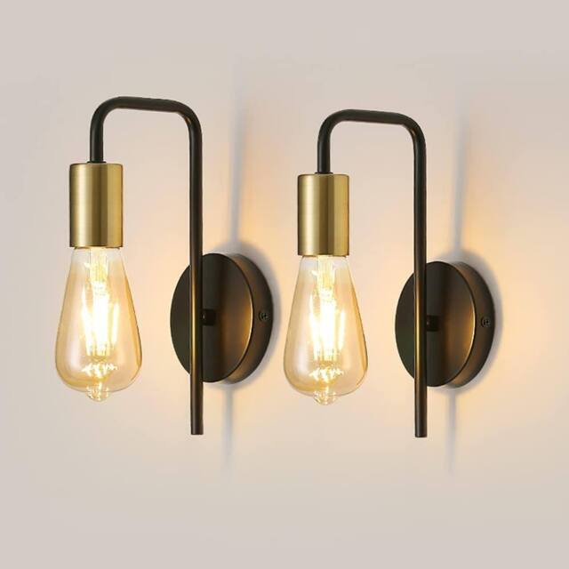 Goeco 2 Pack Vintage Wall Light, Industrial Wall Light, E27 Retro Wall Light in True Black - image 1