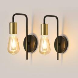 Goeco 2 Pack Vintage Wall Light, Industrial Wall Light, E27 Retro Wall Light in True Black - thumbnail 1
