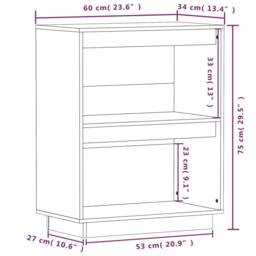Berkfield Home Console Cabinet Grey 60x34x75 cm Solid Wood Pine - Size: 60 x 34 x 75 cm - thumbnail 8