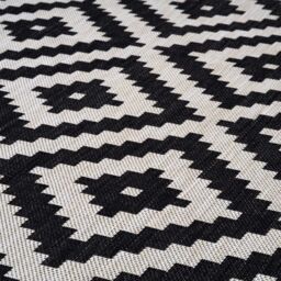 THE RUGS Outdoor Indoor Diamond Garden Patio Rug Weather Resistant Jet Washable in Black - Size: 200 cm x 290 cm - thumbnail 3