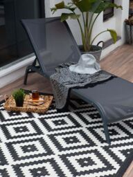 THE RUGS Outdoor Indoor Diamond Garden Patio Rug Weather Resistant Jet Washable in Black - Size: 200 cm x 290 cm - thumbnail 1