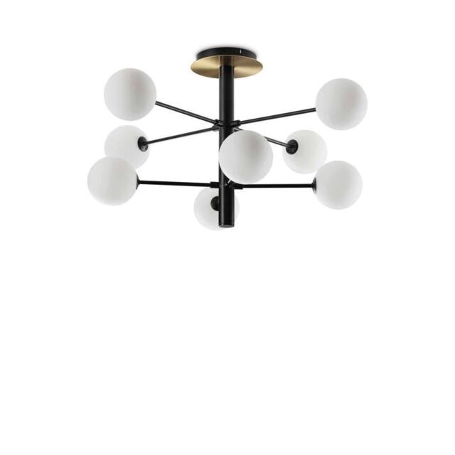 Netlighting Cosmopolitan 8 Light Globe Ceiling Light Matte Black Satin Brass