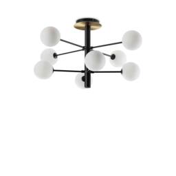 Netlighting Cosmopolitan 8 Light Globe Ceiling Light Matte Black Satin Brass