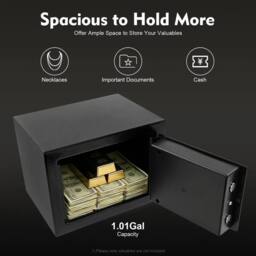 Kelvenix Safe Box Mechanical Safe with Key for Security Money Cash in Black - thumbnail 4