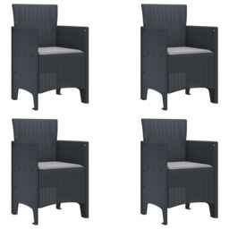 Berkfield Home 5 Piece Garden Dining Set with Cushions Anthracite Poly Rattan in Grey - thumbnail 5