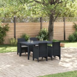 Berkfield Home 5 Piece Garden Dining Set with Cushions Anthracite Poly Rattan in Grey
