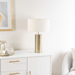 ValueLights Lexy Cream Boucle Shade with Antique Brass Dimmable Touch Table Lamp & Bulb - thumbnail 5