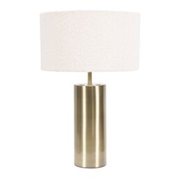 ValueLights Lexy Cream Boucle Shade with Antique Brass Dimmable Touch Table Lamp & Bulb - thumbnail 2